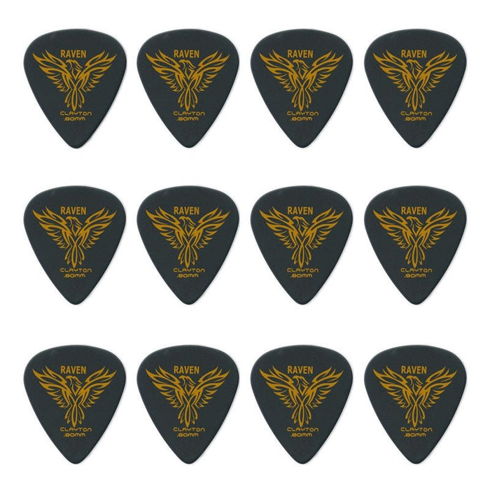 Clayton Black Raven Standard Guitar Picks (0.80mm) - 12pk (CLABS80) - Gsus4