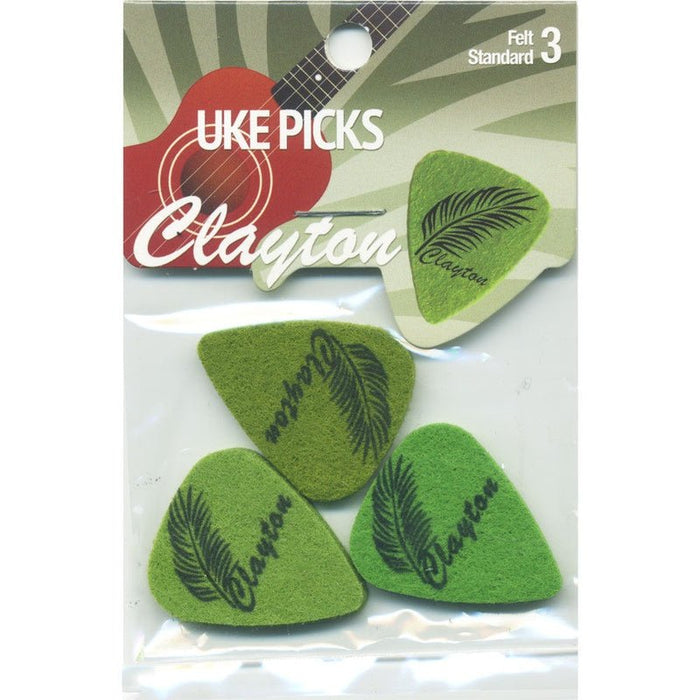 Clayton Felt Ukulele Picks with Leaf Design - 3pk (CLAUKL3) - Gsus4