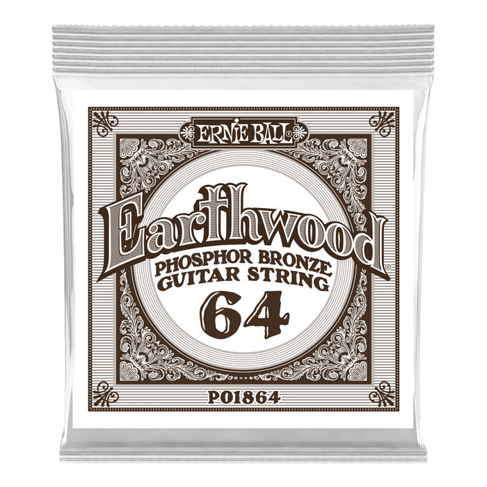 Ernie Ball P01864 .064 Earthwood Phosphor Bronze Acoustic Guitar Strings 3 Pack