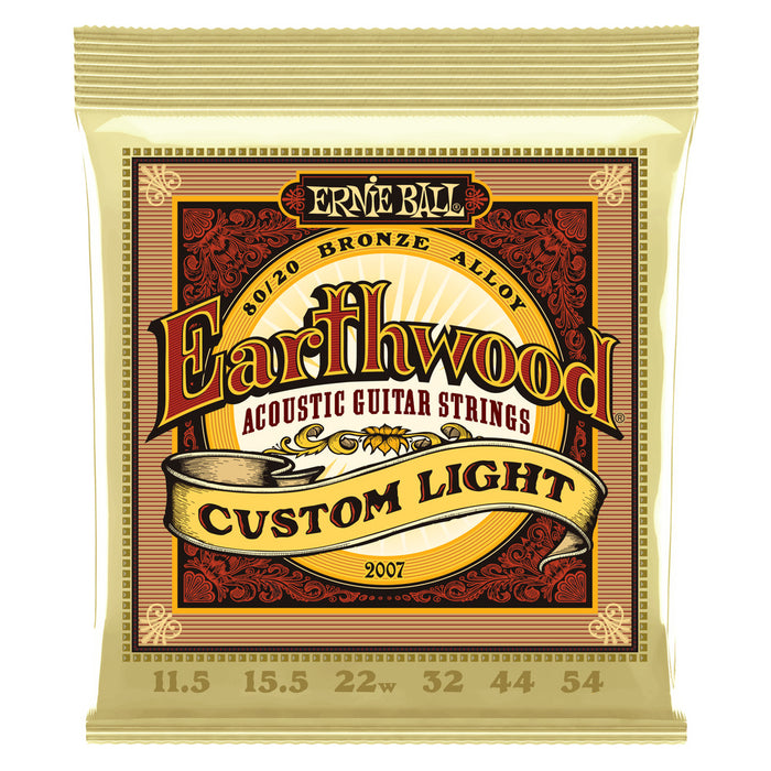 Ernie Ball P02007 Custom Light Earthwood 80/20 Bronze Acoustic Guitar Strings 11.5-54 Gauge