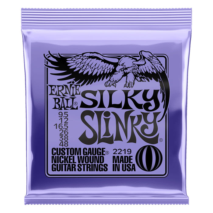 Ernie Ball P02219 Silky Slinky Nickel Wound Electric Guitar Strings 9.5-48 Gauge