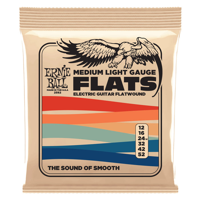 Ernie Ball P02582 Medium-Light Stainless Steel Flatwound Electric Guitar Strings - 12-52 Gauge