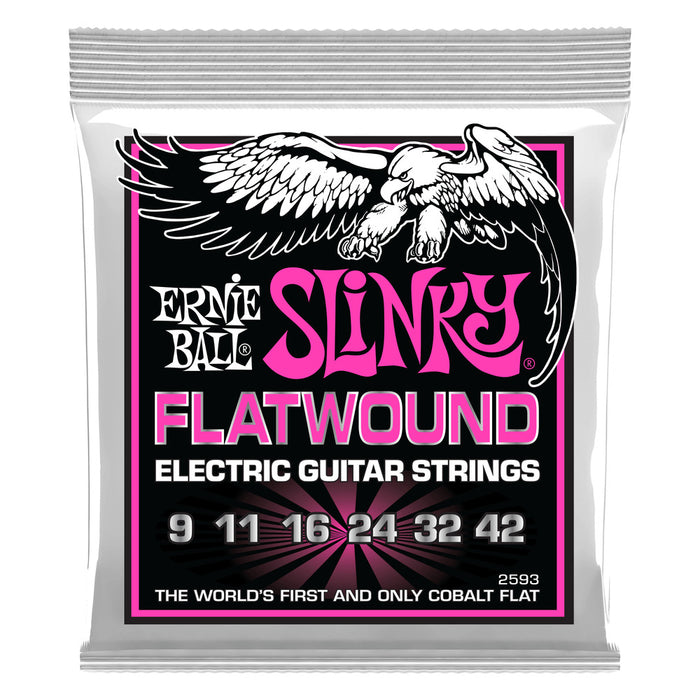 Ernie Ball P02593 Super Slinky Cobalt Flatwound Electric Guitar Strings 9-42 Gauge