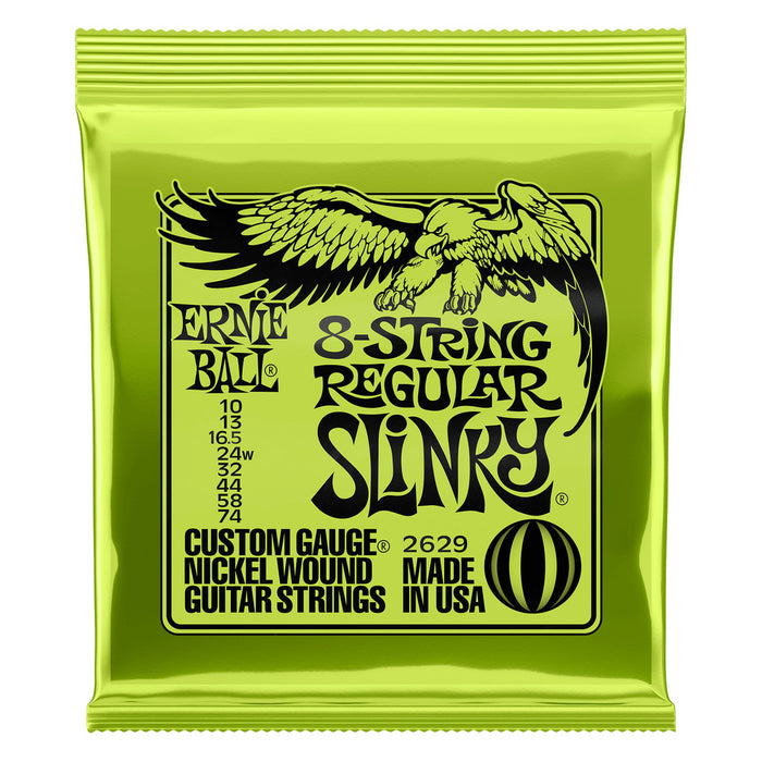 Ernie Ball P02629 Regular Slinky Nickel Wound 8-String Electric Guitar Strings 10-74 Gauge