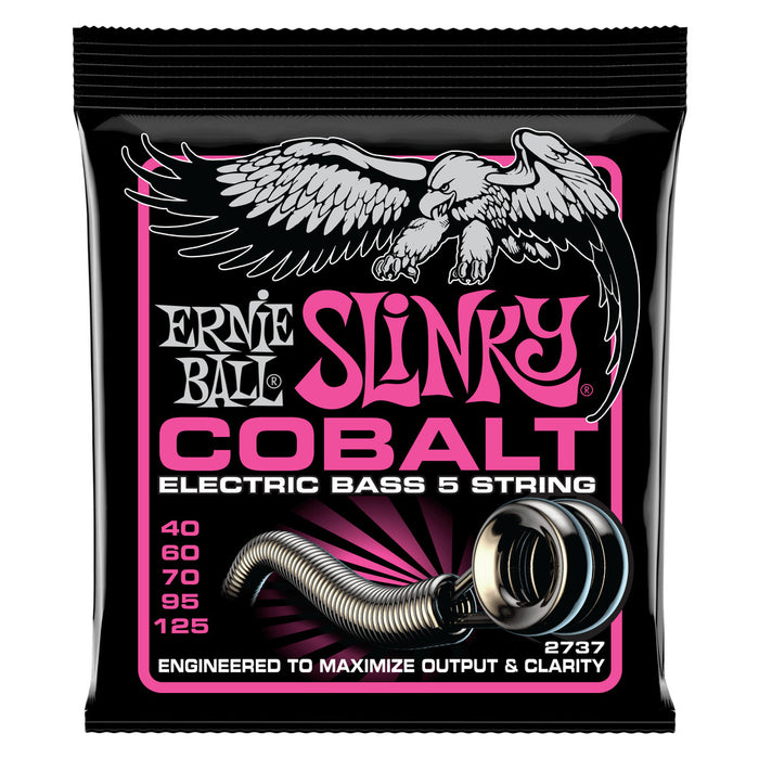 Ernie Ball P02737 Super Slinky Cobalt 5-String Electric Bass Strings 40-125 Gauge