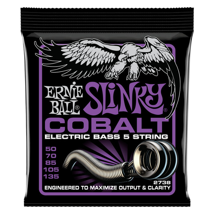 Ernie Ball P02738 Power Slinky Cobalt 5-String Electric Bass Strings 50-135 Gauge