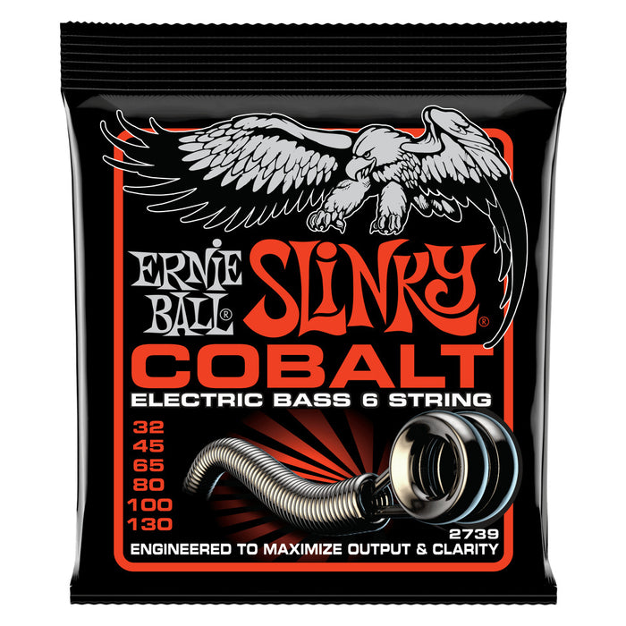 Ernie Ball P02739 Slinky Cobalt 6-String Electric Bass Strings 32-130 Gauge