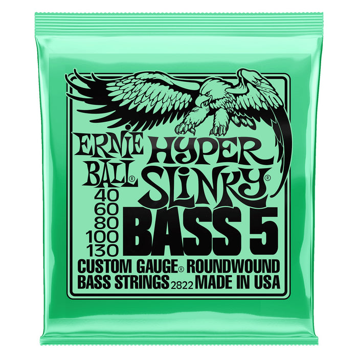 Ernie Ball P02822 Hyper Slinky Nickel Wound 5-String Electric Bass Strings 40-130 Gauge