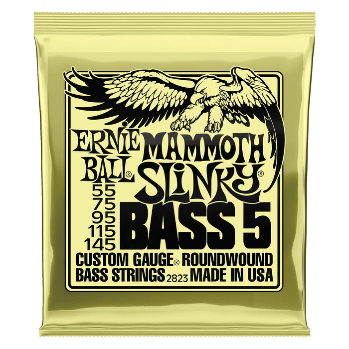 Ernie Ball P02823 Mammoth Slinky Nickel Wound 5-String Electric Bass Strings 55-145 Gauge