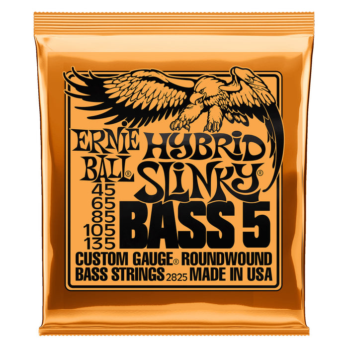 Ernie Ball P02825 Hybrid Slinky Nickel Wound 5-String Electric Bass Strings 45-135 Gauge