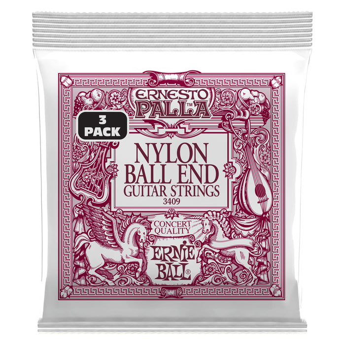 Ernie Ball P03409 Ernesto Palla Nylon Ball End Classical Guitar Strings - Black & Gold - 3 Pack