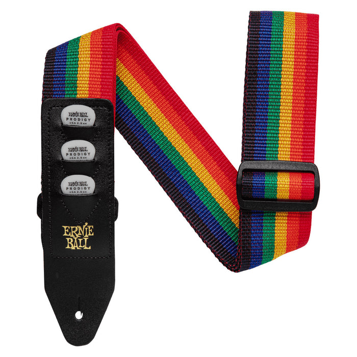 Ernie Ball P04188 Polypro Pickholder Guitar Strap/Bass Strap - Rainbow