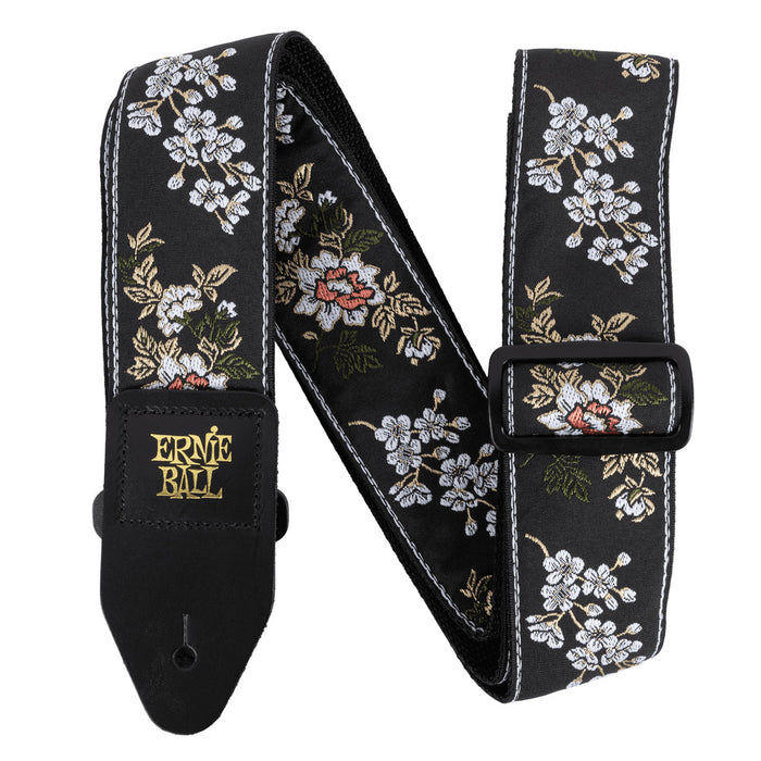Ernie Ball P05362 Classic Jacquard Guitar Strap/Bass Strap - White Blossom