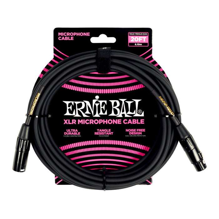 Ernie Ball P06388 Classic XLR Microphone Cable Male/Female 20ft - Black