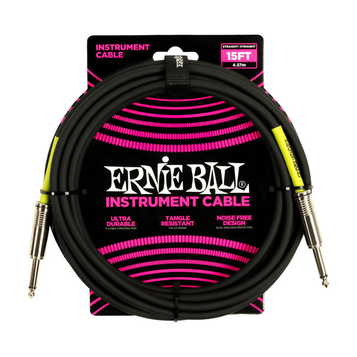 Ernie Ball P06399 Classic Instrument Cable Straight/Straight 15ft - Black
