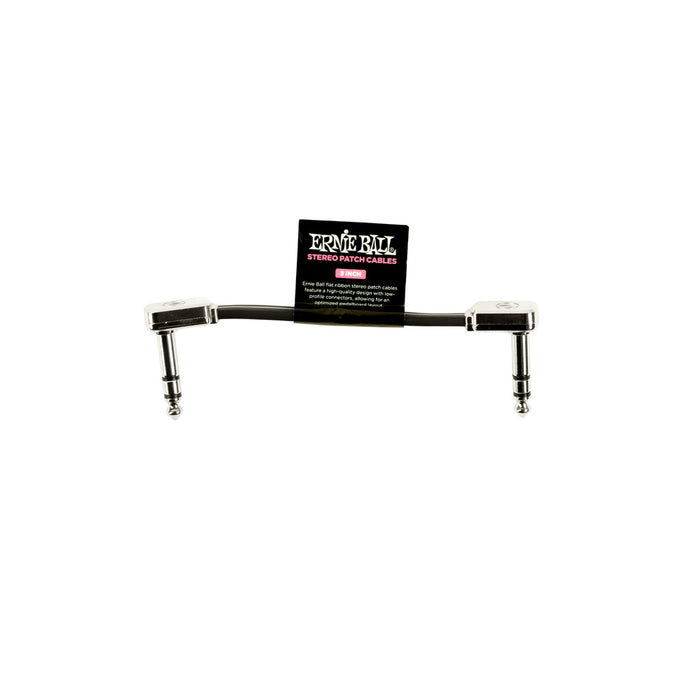 Ernie Ball P06407 Flat Ribbon Stereo Patch Cable 3in - Black - Single