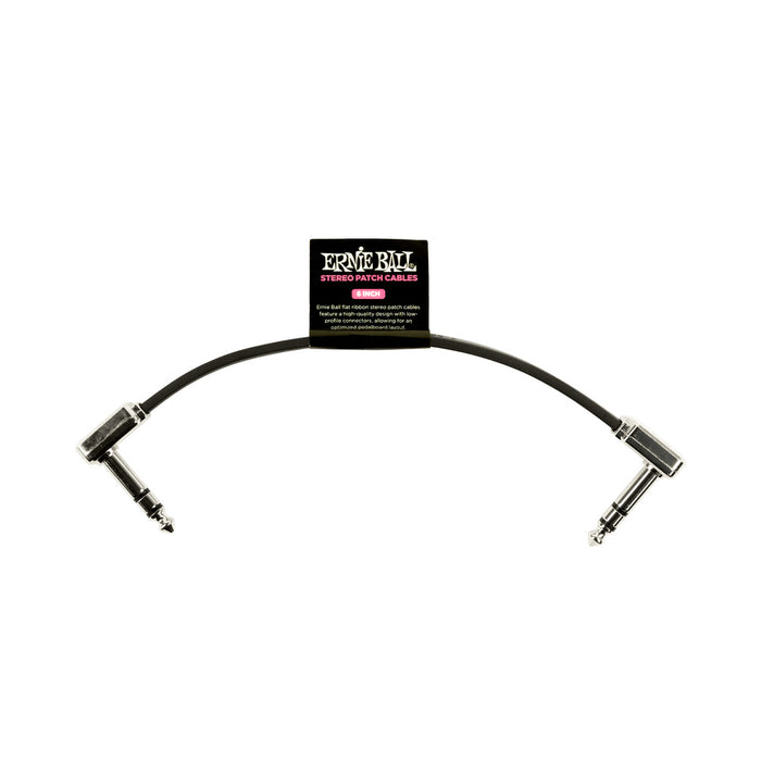 Ernie Ball P06408 Flat Ribbon Stereo Patch Cable 6in - Black - Single