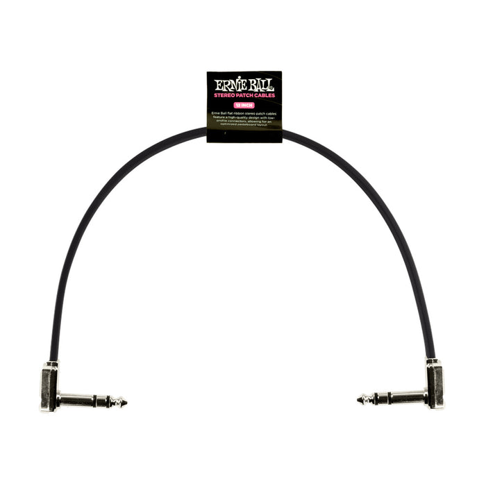 Ernie Ball P06409 Flat Ribbon Stereo Patch Cable 12in - Black - Single