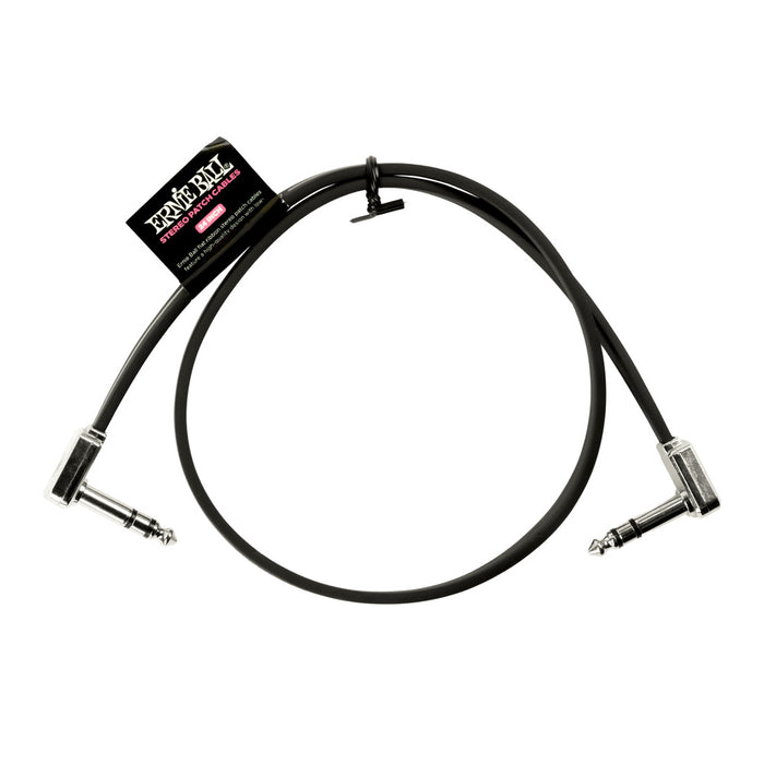 Ernie Ball P06410 Flat Ribbon Stereo Patch Cable 24in - Black - Single
