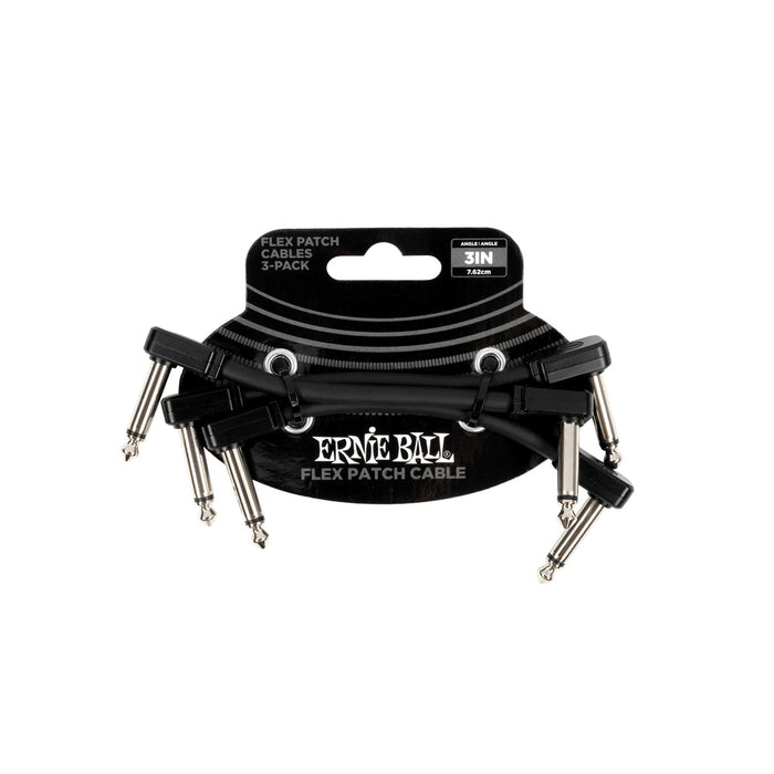 Ernie Ball P06443 Flex Patch Cable 3in - Black - 3 Pack