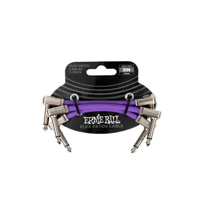 Ernie Ball P06451 Flex Patch Cable 3in - Purple - 3 Pack
