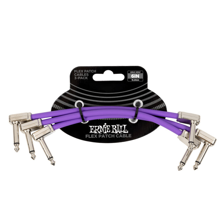 Ernie Ball P06452 Flex Patch Cable 6in - Purple - 3 Pack