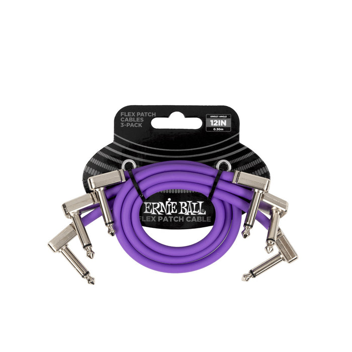 Ernie Ball P06453 Flex Patch Cable 12in - Purple - 3 Pack