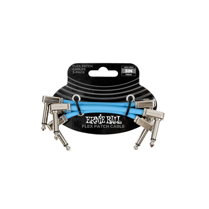 Ernie Ball P06459 Flex Patch Cable 3in - Blue - 3 Pack