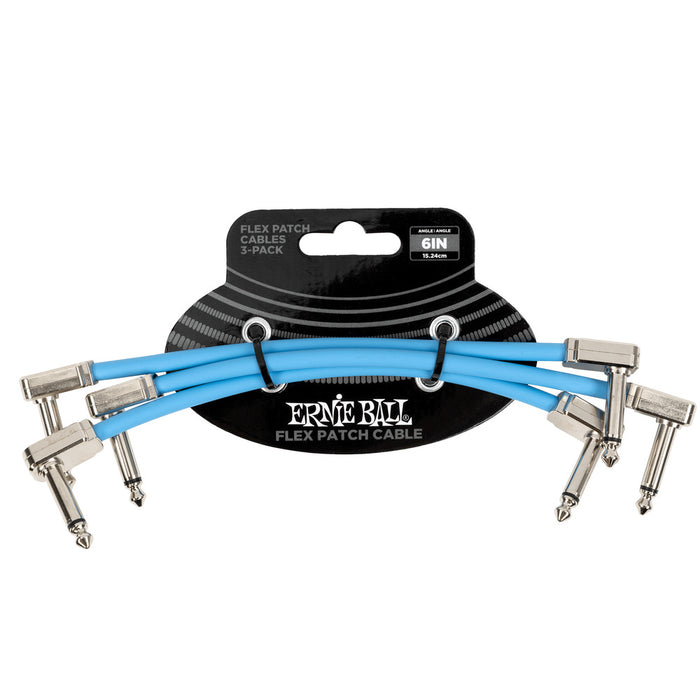 Ernie Ball P06460 Flex Patch Cable 6in - Blue - 3 Pack