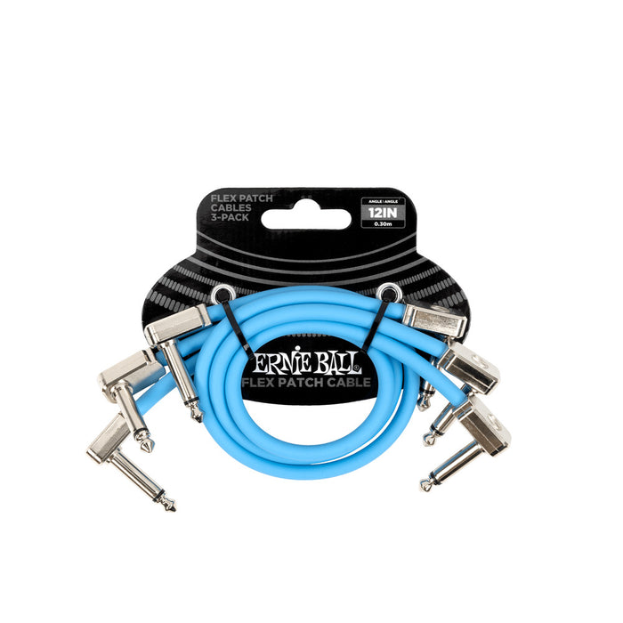 Ernie Ball P06461 Flex Patch Cable 12in - Blue - 3 Pack