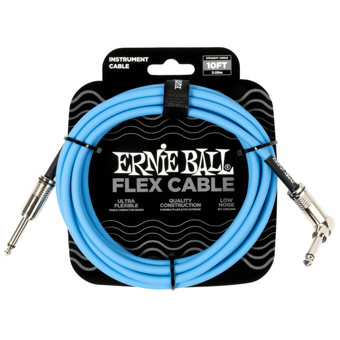 Ernie Ball P06464 Flex Instrument Cable Straight/Angle 10ft - Blue