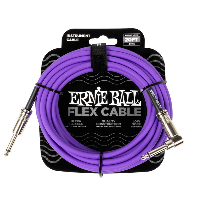 Ernie Ball P06466 Flex Instrument Cable Straight/Angle 20ft - Purple
