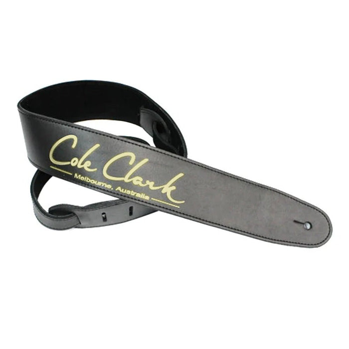 Cole Clark STRAP-L-BLK 2.5" Leather Strap - Black w/ Gold | Guitar Straps | STRAP-L-BLK-G
