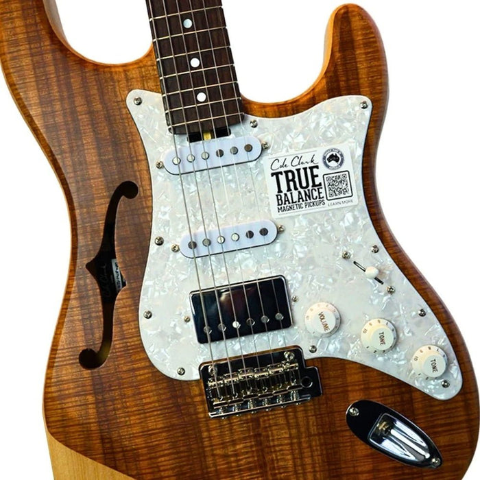 Cole Clark Electric Hollow Baby HSS Electric Guitar - Natural