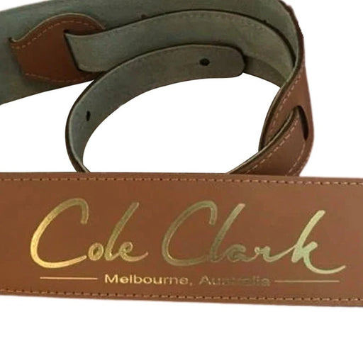 Cole Clark - Leather Guitar Strap - Tan w/ Gold | Guitar Straps | STRAP-L-TAN-G