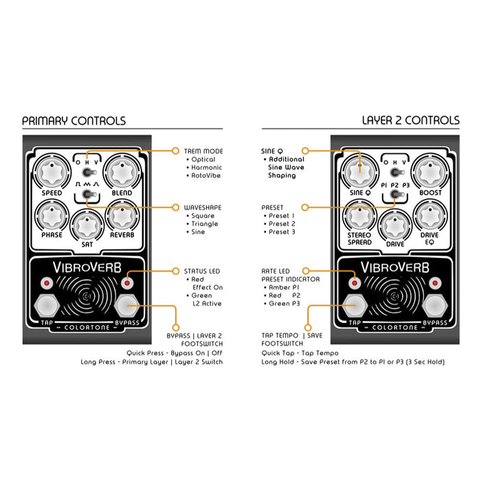 Colortone | VibroVerb | Multi Mode Stereo Modulation | Tremolo & Vibrato (CT - VV - 25A) - Gsus4