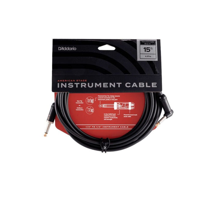 D'Addario American Stage Dual Right Angle Instrument Cable (15ft) (PW-AMSGRR-15) - Gsus4
