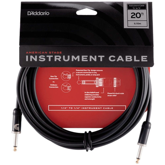 D'Addario American Stage Straight to Right - Angle Instrument Cable (20ft) (PW-AMSGRA-30) - Gsus4