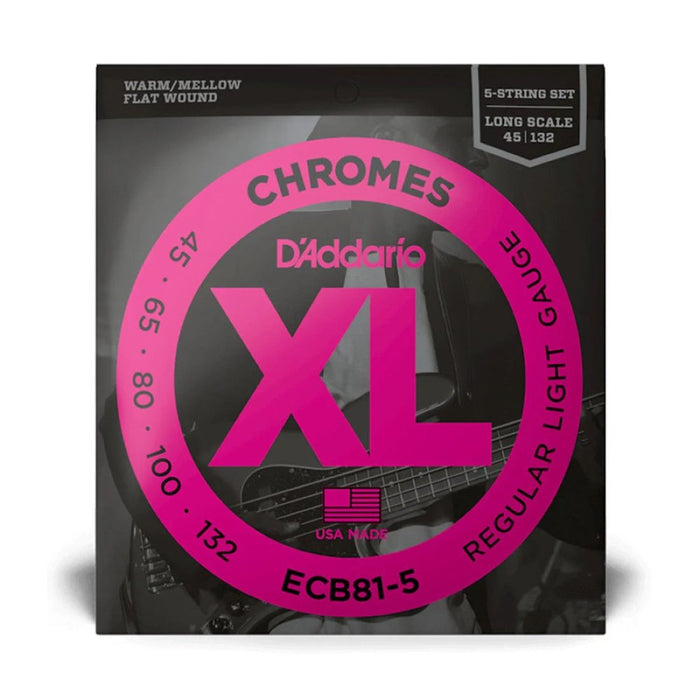 D'Addario | ECB81 - 5 | XL Chromes 5 - String Bass Strings - Long Scale - Regular Light (45 - 132) (ECB81-5) - Gsus4