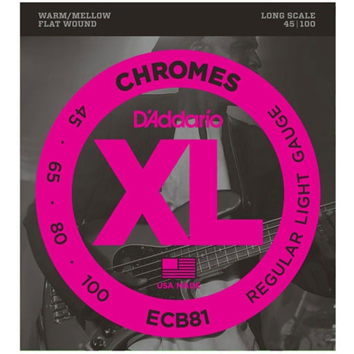 D'Addario ECB81 XL Chromes Flatwound Bass Strings - Long Scale - Light (45 - 100) (ECB81) - Gsus4
