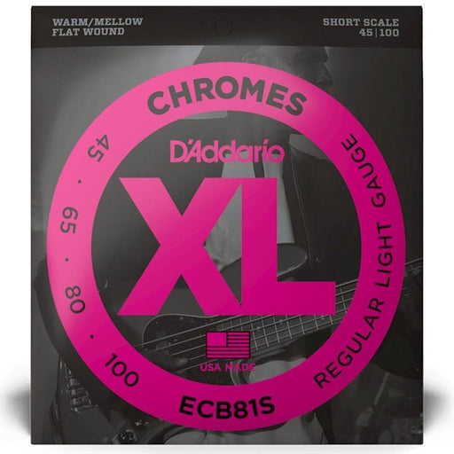 D'Addario ECB81S XL Chromes Flatwound Bass Strings - Short Scale - Light (45 - 100) (ECB81S) - Gsus4