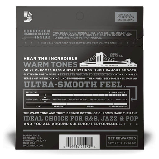 D'Addario ECB82 XL Chromes Flatwound Bass Strings - Long Scale - Medium (50 - 105) (ECB82) - Gsus4