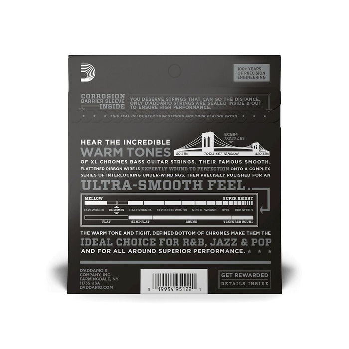 D'Addario ECB84 Chromes Bass Guitar Strings Custom Light 40 - 100 Long Scale (ECB84) - Gsus4