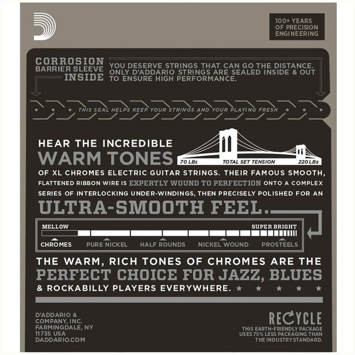 D'Addario ECG24 XL Chromes Flatwound Electric Strings - Jazz Light (11 - 50) (ECG24) - Gsus4