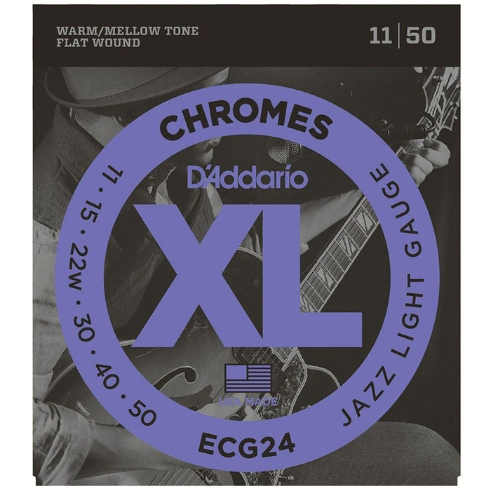 D'Addario ECG24 XL Chromes Flatwound Electric Strings - Jazz Light (11 - 50) (ECG24) - Gsus4