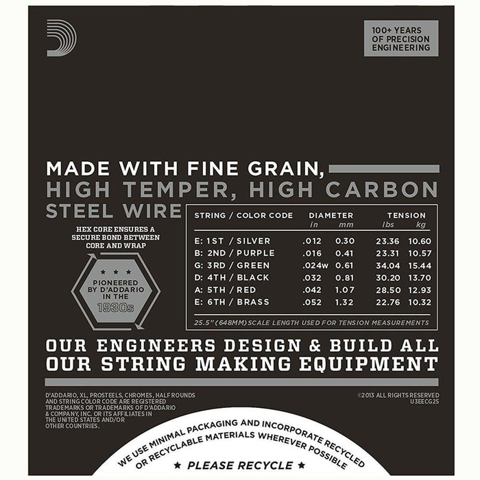 D'Addario ECG25 XL Chromes Flatwound Electric Strings - Light (12 - 52) (ECG25) - Gsus4