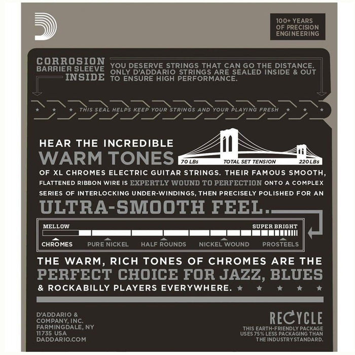 D'Addario ECG25 XL Chromes Flatwound Electric Strings - Light (12 - 52) (ECG25) - Gsus4