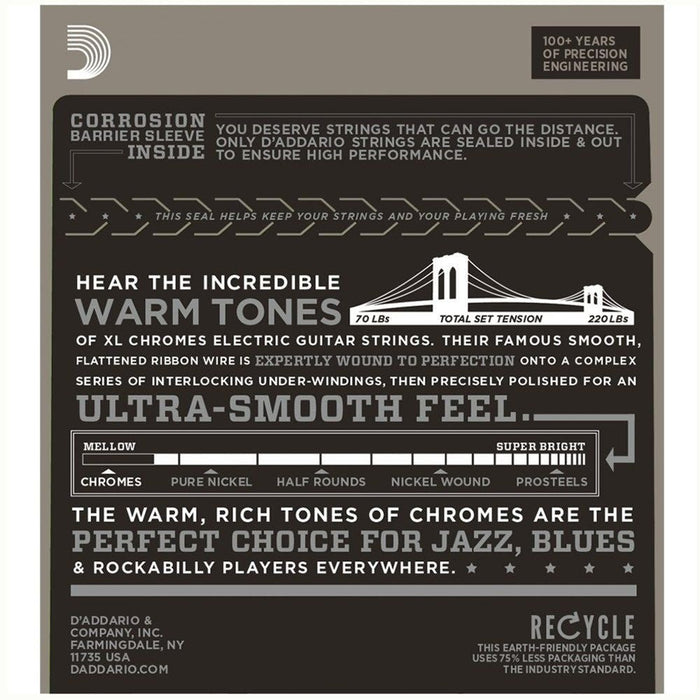 D'Addario ECG26 XL Chromes Flatwound Electric Strings - Medium (13 - 56) (ECG26) - Gsus4