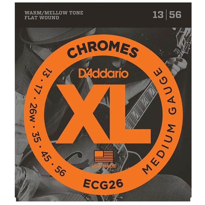 D'Addario ECG26 XL Chromes Flatwound Electric Strings - Medium (13 - 56) (ECG26) - Gsus4