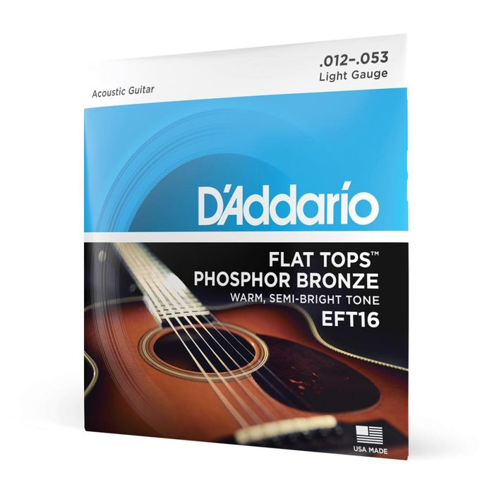 D'Addario EFT16 Flat Tops Phosphor Bronze Acoustic Guitar Strings Light 12-53 (EFT16) - Gsus4